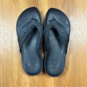 Crocs Womens Black Flip Flop Sandals W7 Lightweight Comfort Casual Summer Wear!!